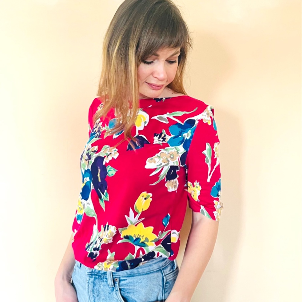 Blouse Top 3/4 Sleeve Floral Print